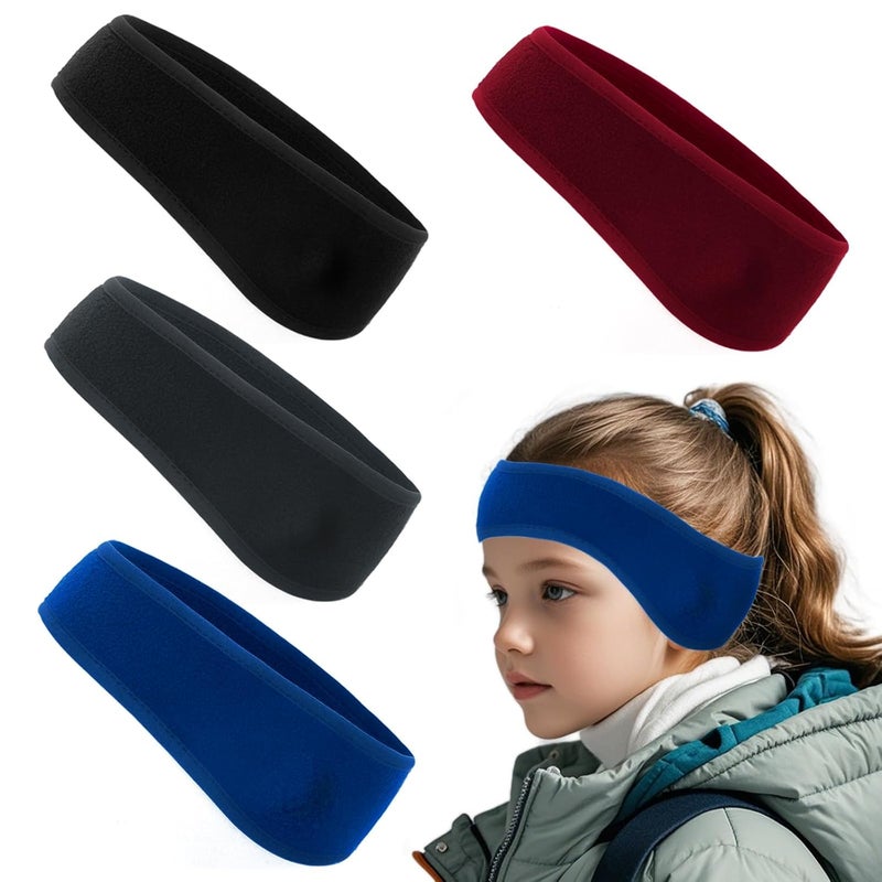 Gvhntk 4 Pcs Kids Ear Warmer Fleece Headband Winter Ear Warmer Headband Fleece Running Ear Muffs for Child Outside Running Sporting (Black,blue,red,grey) - Image 1